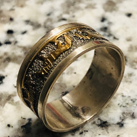 12K GOLD FILL STERLING SILVER SIGNED ‘TSK’ NAVAJO - Picture 6 of 15